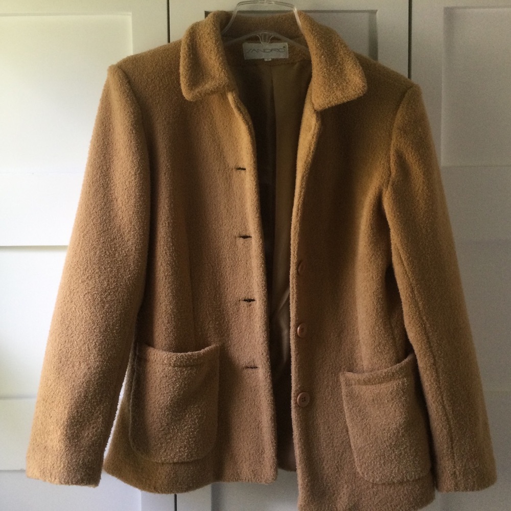 SANDRO Button Up Teddy Bear Jacket Coat
